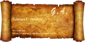 Gansel Andor névjegykártya